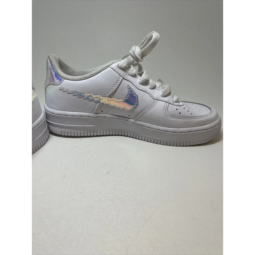 NIKE Air Force 1 Digital Swoosh Shoes - Iridescent‎ - Youth Size 4 - CW1577 100
